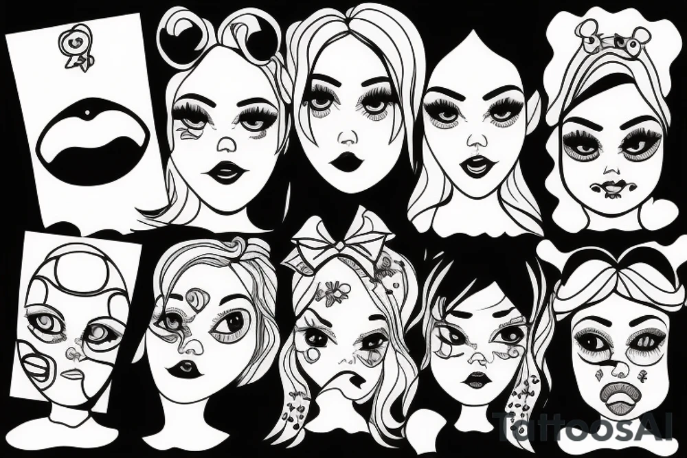 Sad doll face tattoo idea