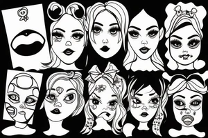 Sad doll face tattoo idea