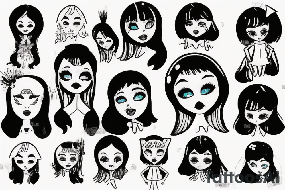 Sad doll face tattoo idea