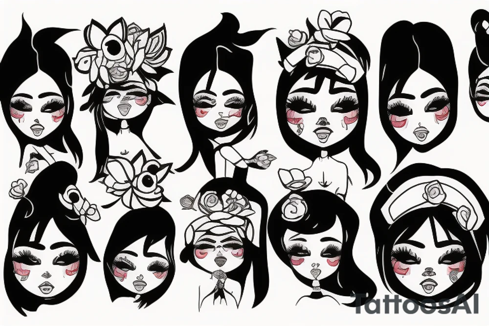 Sad doll face tattoo idea