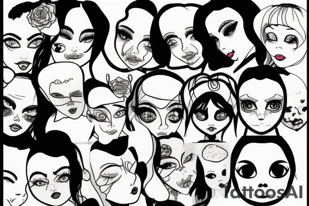 Sad doll face tattoo idea
