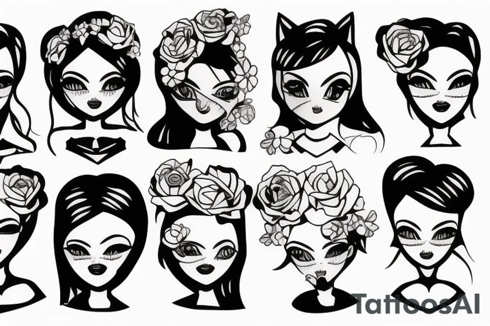 Sad doll face tattoo idea