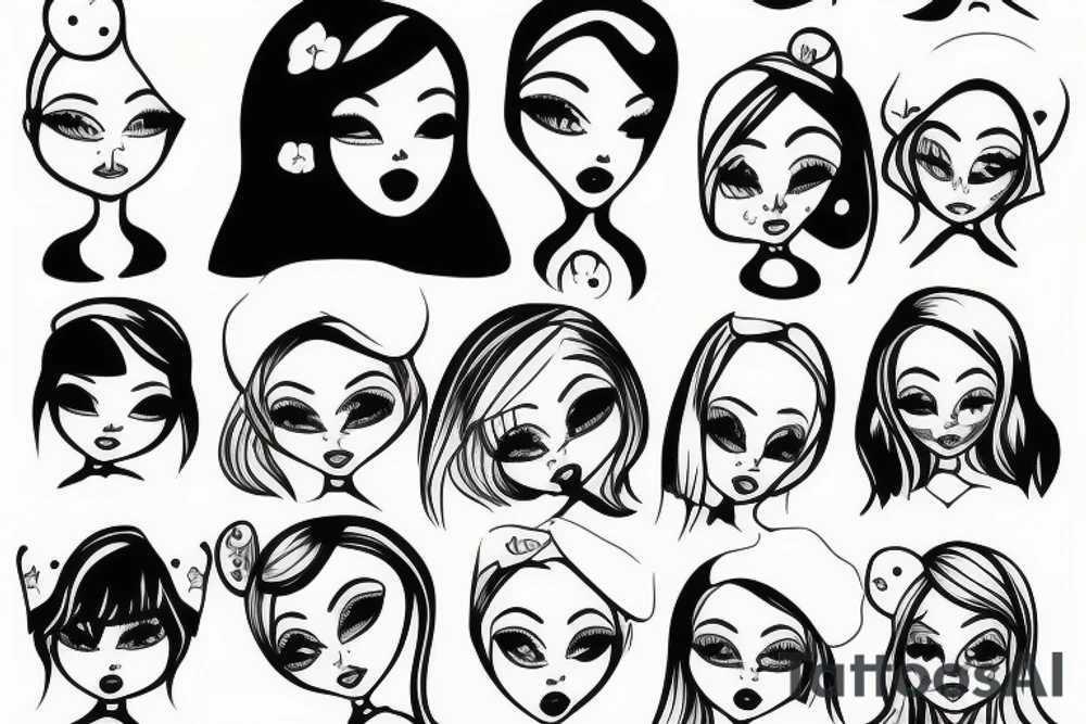 Sad doll face tattoo idea