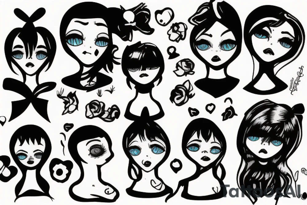 Sad doll face tattoo idea