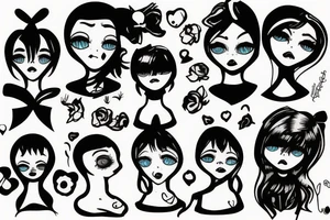 Sad doll face tattoo idea