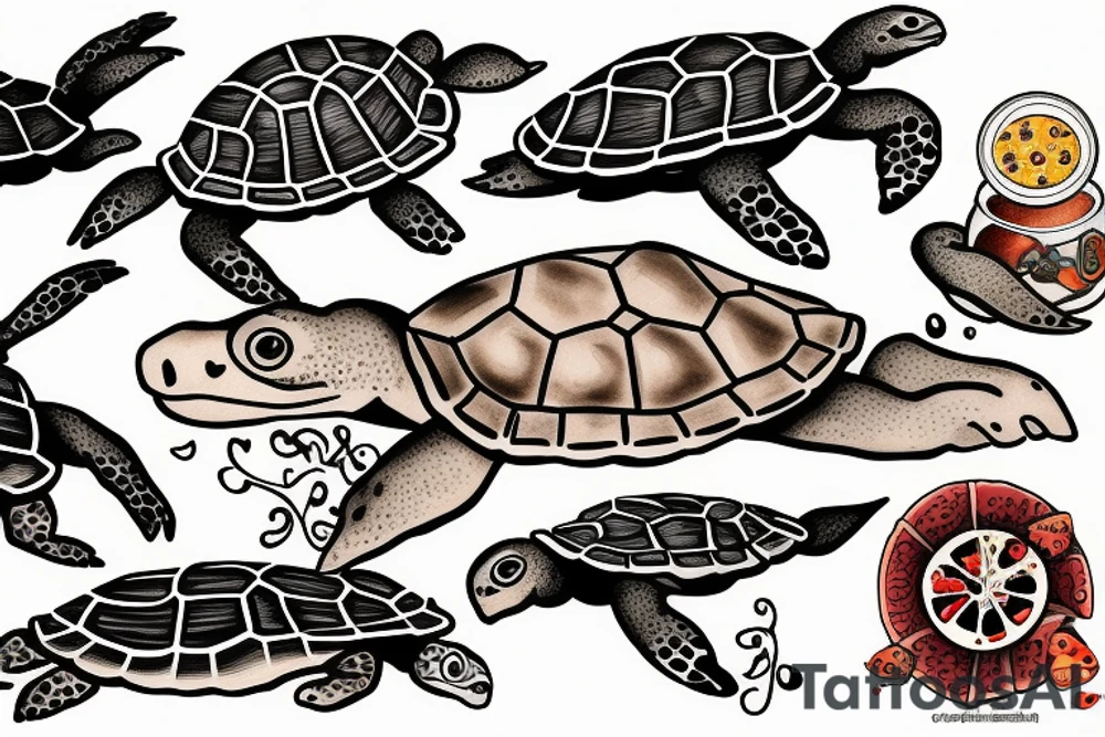 turtle eating pizza tattoo idea