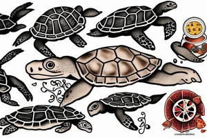 turtle eating pizza tattoo idea
