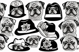 pug with a hat tattoo idea