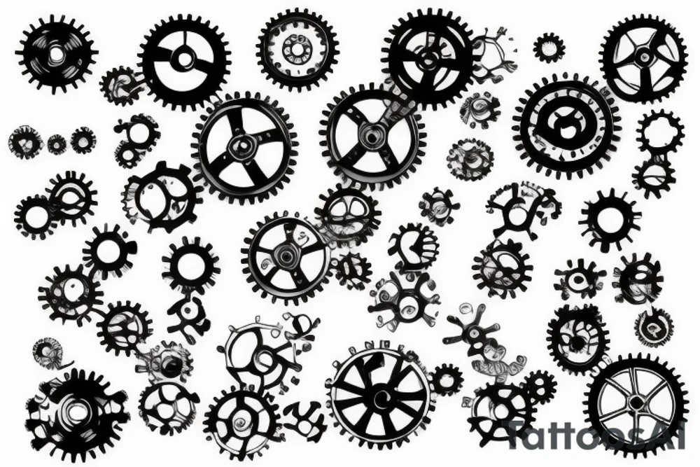 Biomechanical cogs sprockets tattoo idea