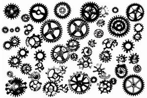 Biomechanical cogs sprockets tattoo idea