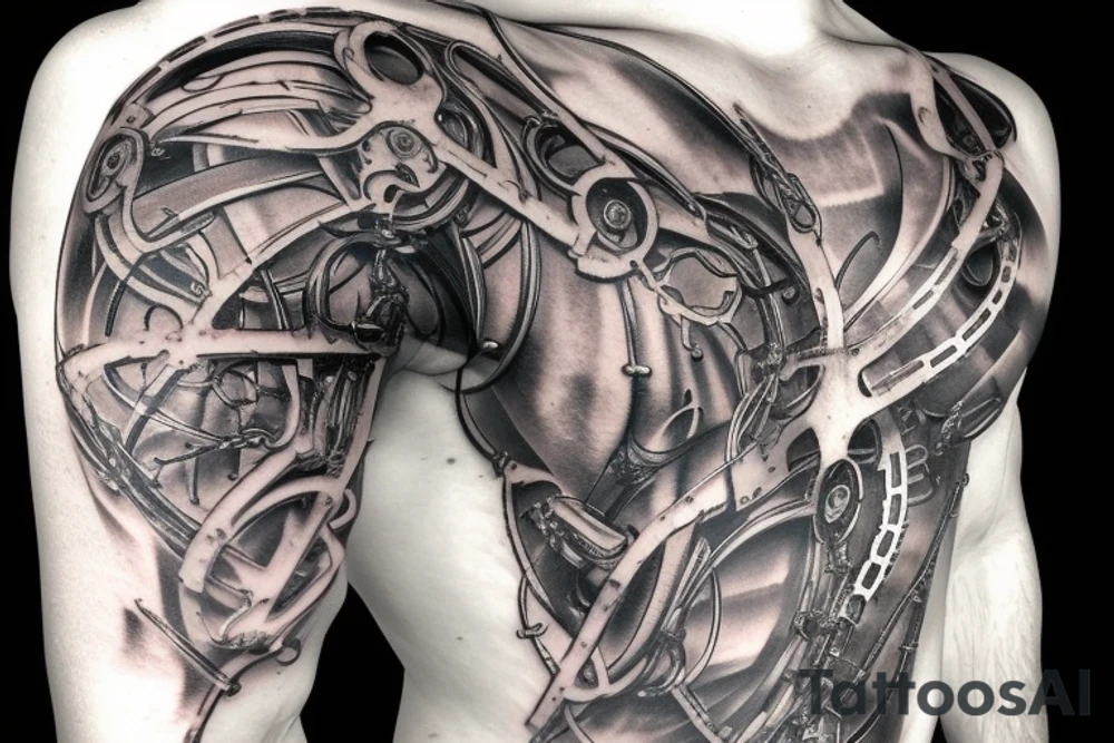 Biomechanical chain tattoo idea