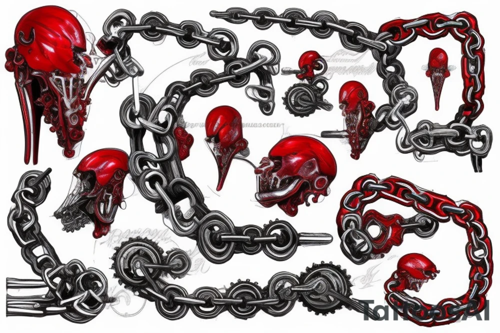 Biomechanical chain red tattoo idea