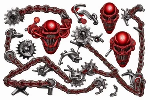 Biomechanical chain red tattoo idea