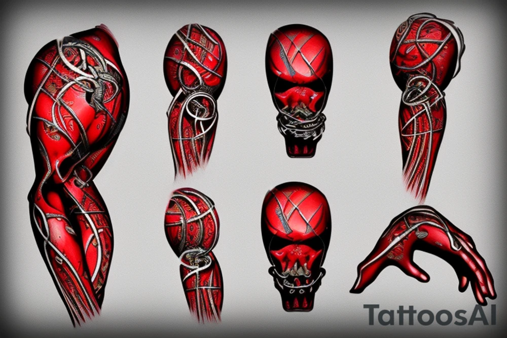 Biomechanical chain red tattoo idea