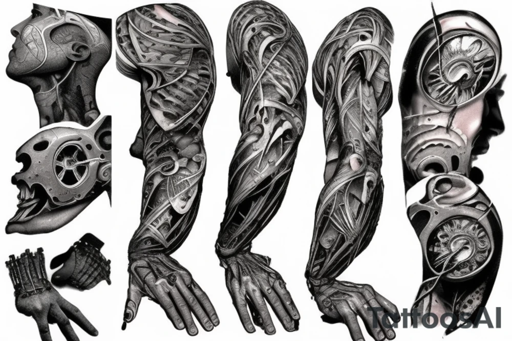 Biomechanical chain torn skin tattoo idea