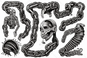 Biomechanical chain torn skin tattoo idea