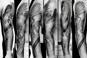 Bio-mechanical torn skin sleeve tattoo idea