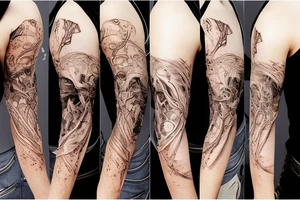 Bio-mechanical torn skin sleeve tattoo idea