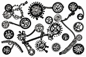 Biomechanical chain cogs tattoo idea