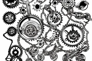 Biomechanical chain cogs tattoo idea