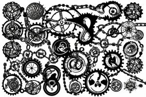 Chains cogs ripped skin tattoo idea