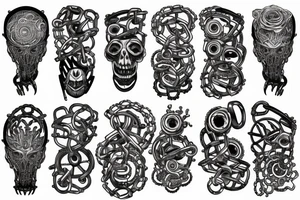 Chains cogs ripped skin sleeve tattoo idea
