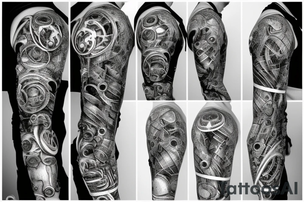 Chains cogs ripped skin design tattoo idea