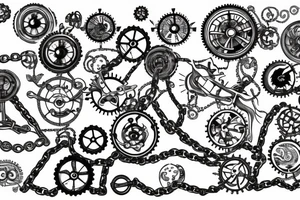 Chains cogs ripped skin design tattoo idea