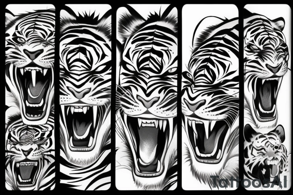 Japanese style tiger full body angry tattoo idea