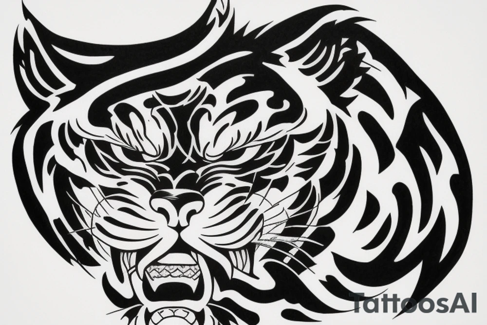 Old school Japanese style tiger full body angry tattoo idea