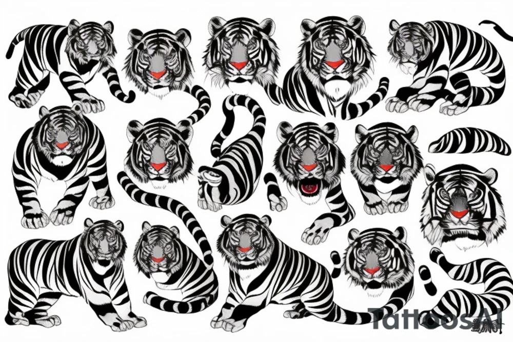 Old school Japanese style tiger full body angry tattoo idea