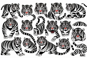 Old school Japanese style tiger full body angry tattoo idea