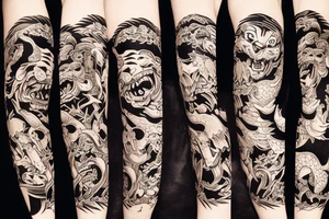 Old school Japanese style tiger full body angry tattoo idea