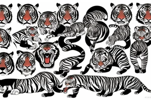 Old school Japanese style tiger full body angry tattoo idea