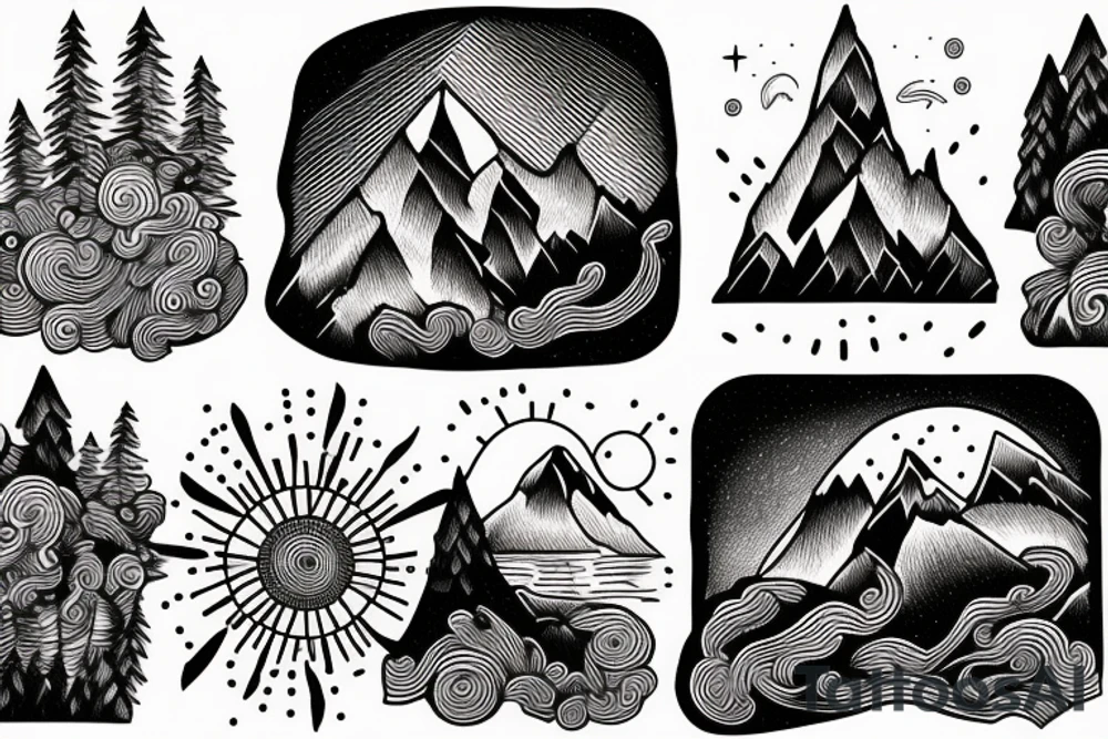A MAN CLIMBING A MOUNTAIN tattoo idea