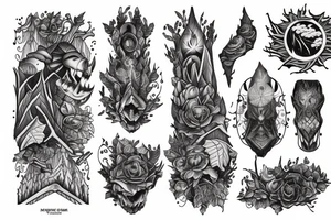 a forest with mountains and rivers tattoo idea