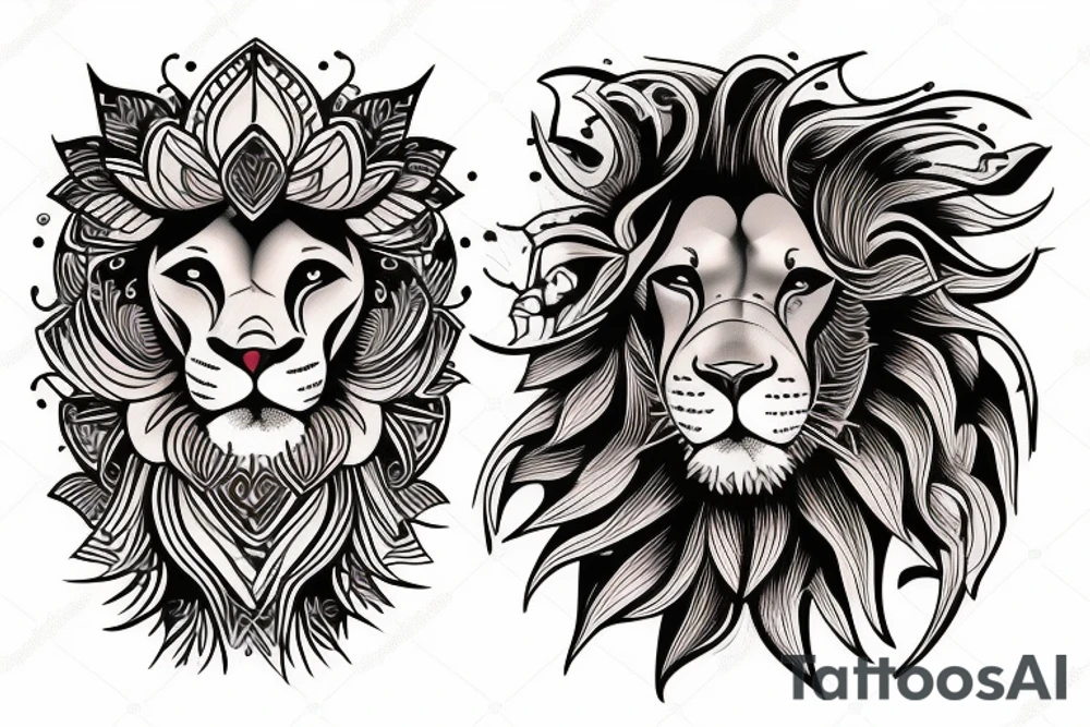 lion and hummingbird tattoo idea