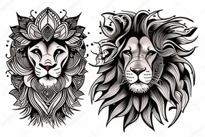 lion and hummingbird tattoo idea