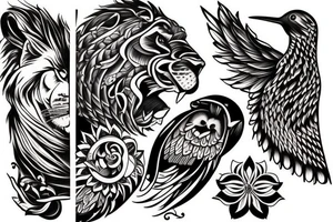 lion and hummingbird tattoo idea