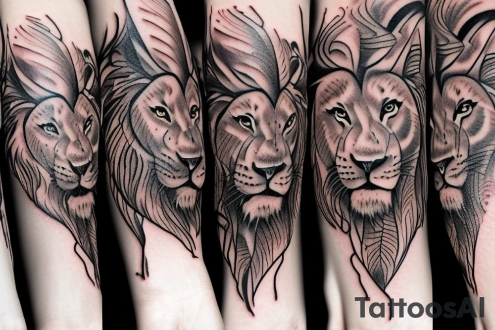 american lion and hummingbird tattoo idea