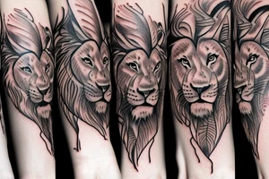 american lion and hummingbird tattoo idea