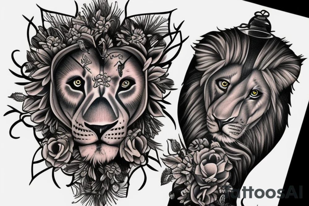 american lion and hummingbird tattoo idea