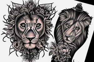 american lion and hummingbird tattoo idea