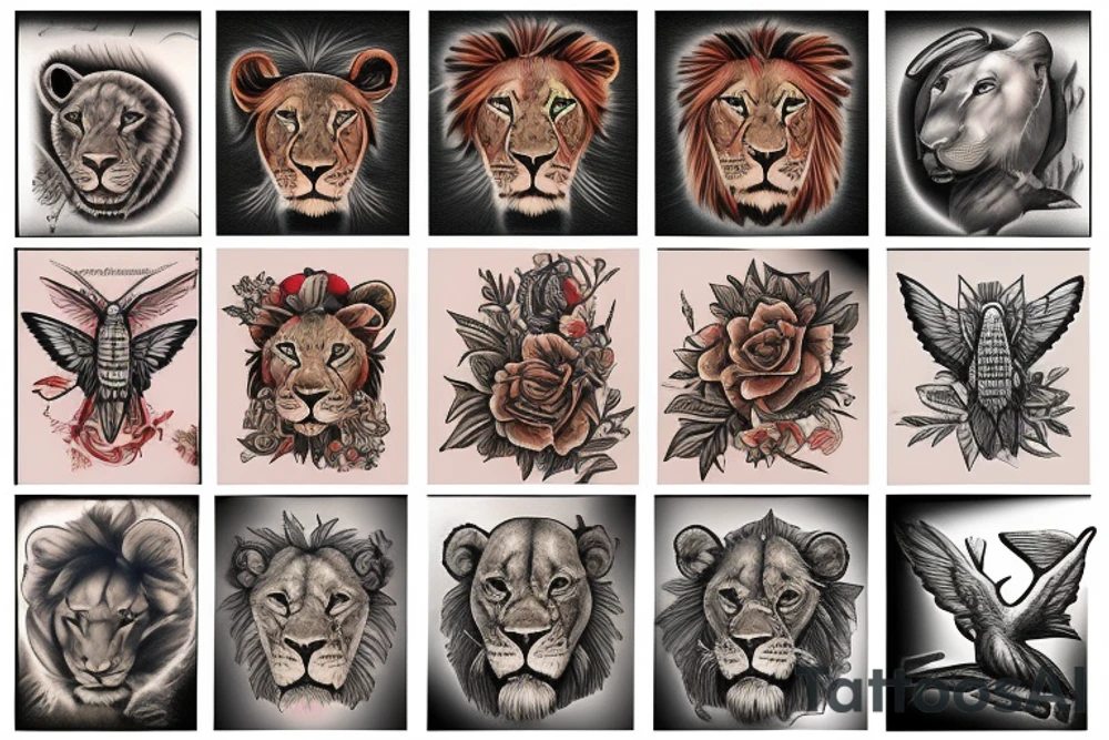 american lion and hummingbird tattoo idea