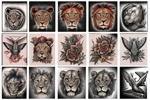 american lion and hummingbird tattoo idea