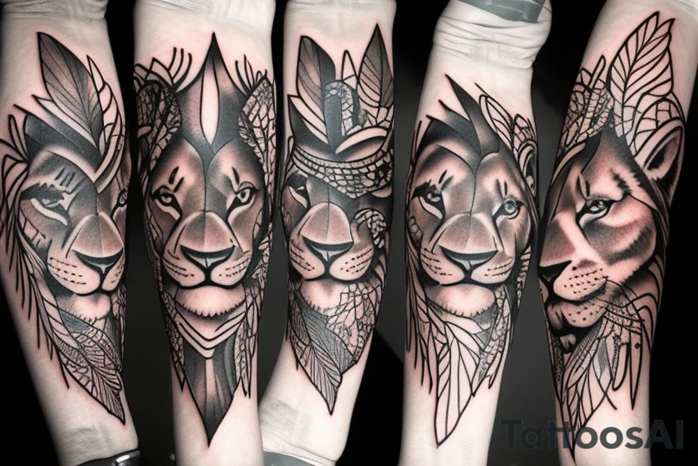 american lion and hummingbird tattoo idea