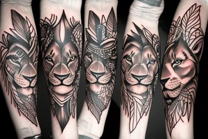 american lion and hummingbird tattoo idea