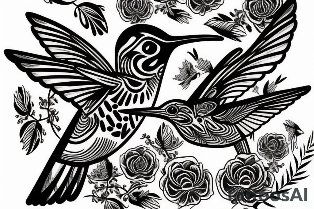 hummingbird and purepecha tattoo idea