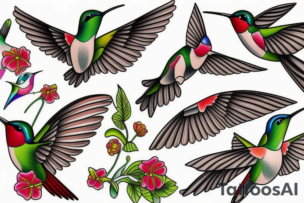 hummingbird and purepecha tattoo idea