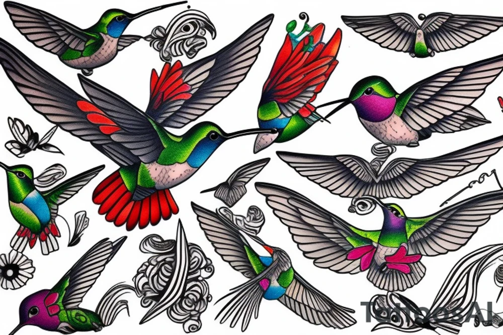 hummingbird and purepecha tattoo idea